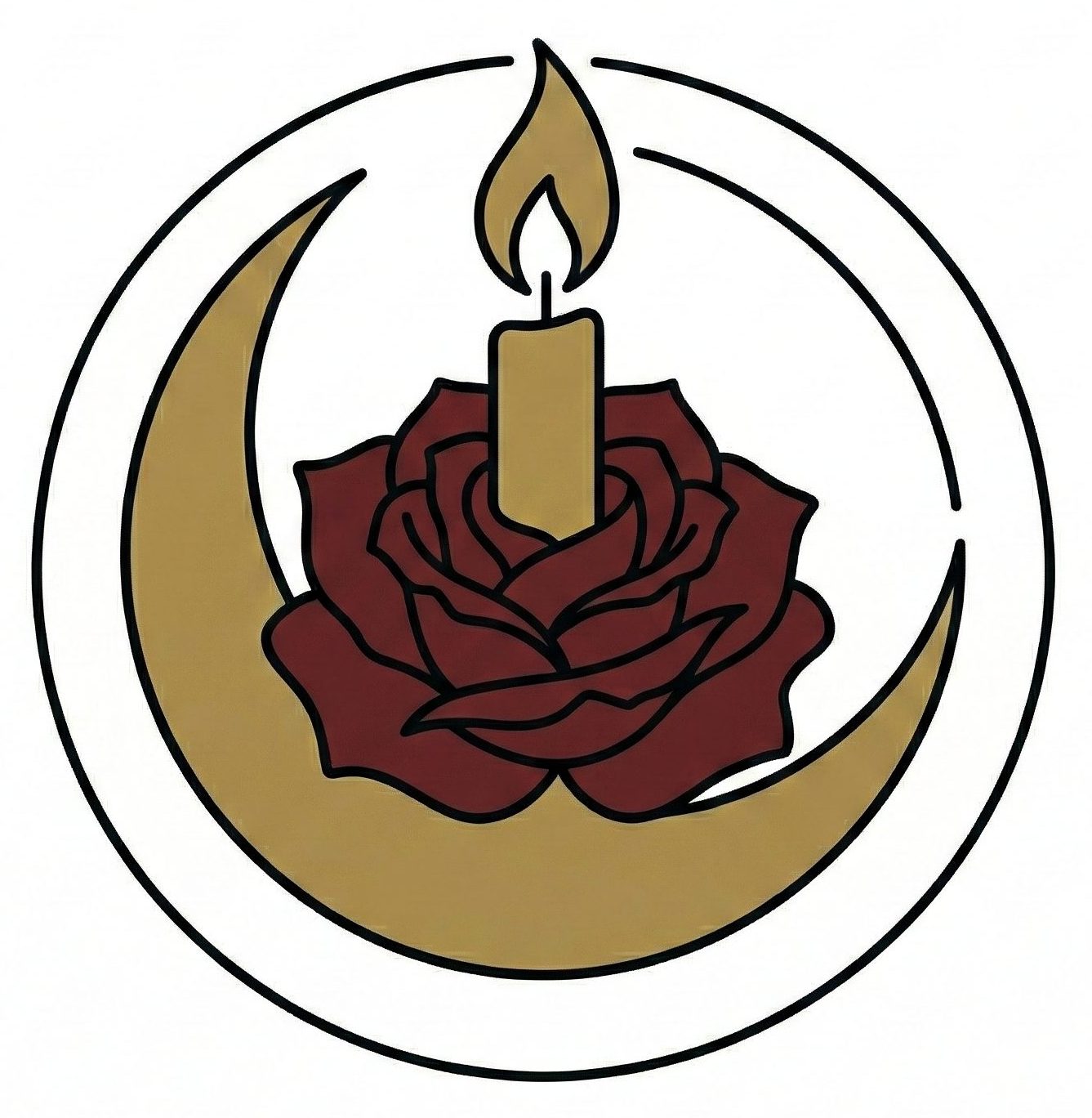Moon Rose and Candle logo